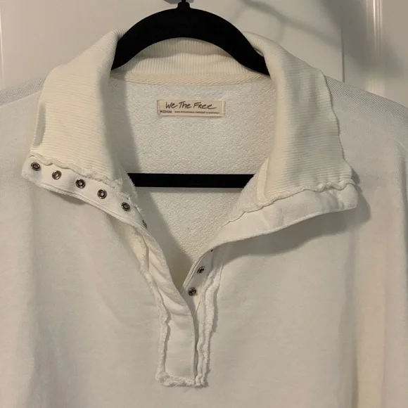 Free People We The Free Cream snap collar sweatshirt - Picture 3 of 4